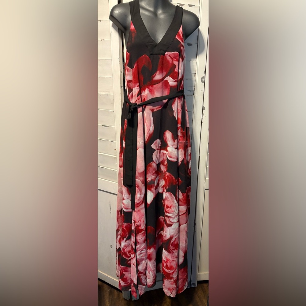 Floral Black and Red Women's Dress